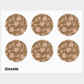 Sticker Rond Pink and Brown Floral (Feuille)