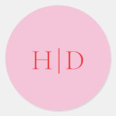 Sticker Rond Pink and Red Elegant Classic Wedding (Devant)