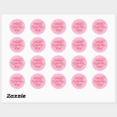 Sticker Rond Pink and Red Happy Valentines Day Calligraphy (Feuille)
