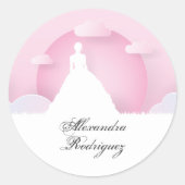 Sticker Rond Pink and White Silhouette (Devant)