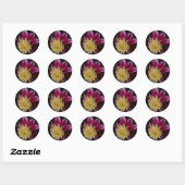 Sticker Rond Pink Anemone Dahlia Bloom Floral (Feuille)
