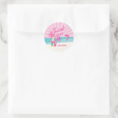 Sticker Rond Pink Beach Palm Birthday (Sac)