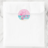 Sticker Rond Pink Beach Palm Birthday (Sac)