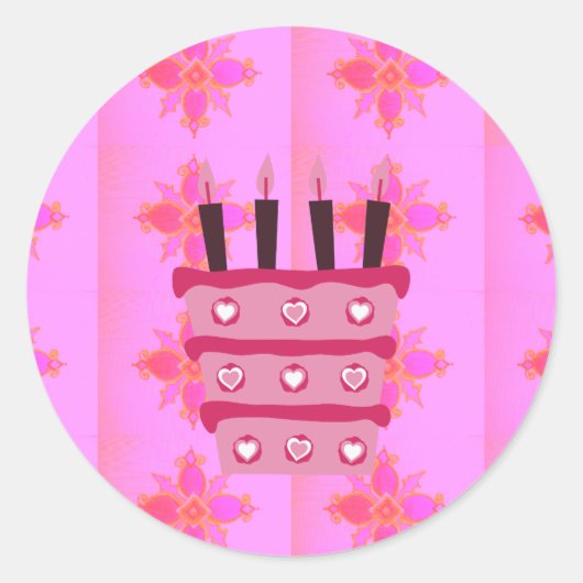 Sticker Rond Pink Bird Cake Art Imprimer (Devant)
