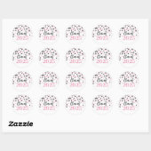 Sticker Rond Pink Black Confetti Graduation 2025 (Feuille)