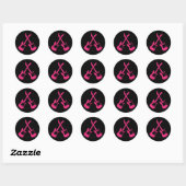 Sticker Rond Pink & Black Rock 'n' Roll Music Mariage à thème (Feuille)