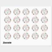 Sticker Rond Pink Blanc Floral Monogramme Mariage Merci (Feuille)
