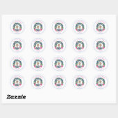 Sticker Rond Pink Blue Christmas Nutcracker Wreath Baby shower (Feuille)