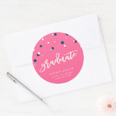 Sticker Rond Pink Blue Confetti Graduate Graduate (Enveloppe)