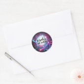 Sticker Rond Pink & Blue Disco Ball Musique Dace Anniversaire (Enveloppe)