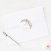 Sticker Rond Pink Blue floral wedding (Enveloppe)