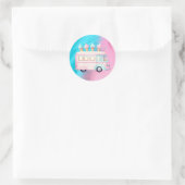 Sticker Rond Pink Blue Ice Cream Camion fête d'anniversaire (Sac)