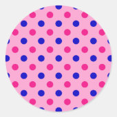 Sticker Rond Pink Blue Pink Polka Dot Pattern (Devant)