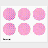 Sticker Rond Pink Blue Pink Polka Dot Pattern (Feuille)