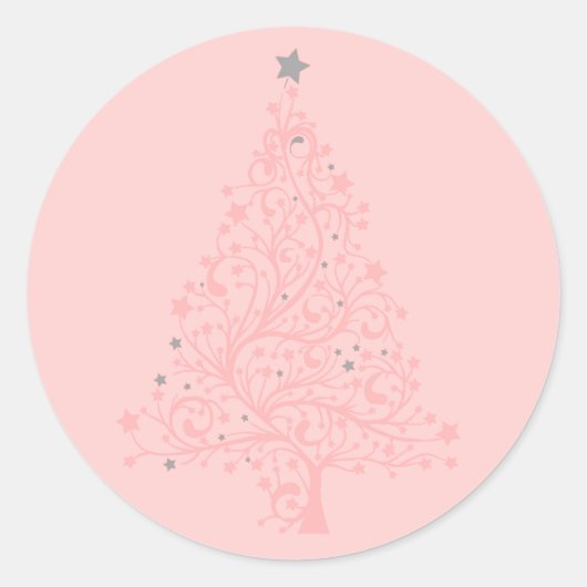 Sticker Rond Pink blush gris accent sapin de Noël élégant (Devant)