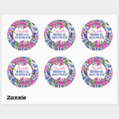 Sticker Rond Pink Bougainvillea Blue Tile Bridal Shower (Feuille)