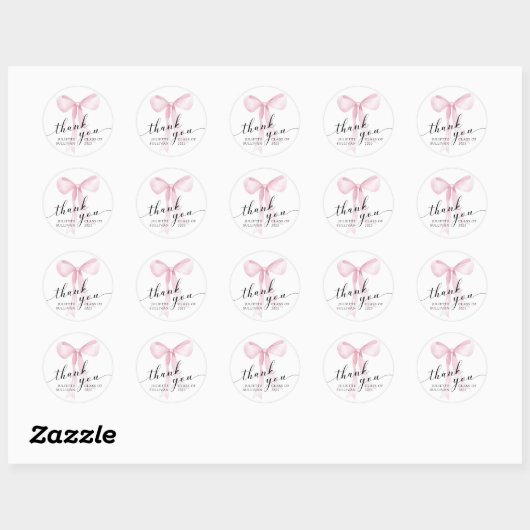 Sticker Rond Pink Bow (Feuille)