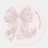 Sticker Rond Pink Bow and Stripes Baby Shower  (Devant)