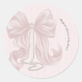Sticker Rond Pink Bow and Stripes Baby Shower  (Devant)