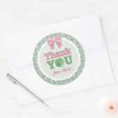 Sticker Rond Pink Bow Clover Lucky One Thank You (Enveloppe)