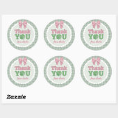 Sticker Rond Pink Bow Clover Lucky One Thank You (Feuille)