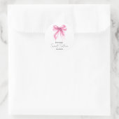Sticker Rond Pink Bow Coquette Script Sweet 16 Party (Sac)