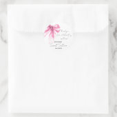 Sticker Rond Pink Bow Coquette Script Sweet 16 Thank You (Sac)