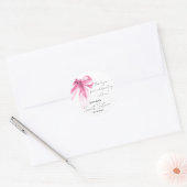Sticker Rond Pink Bow Coquette Script Sweet 16 Thank You (Enveloppe)