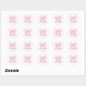 Sticker Rond Pink Bow Fille amoureuse 1er anniversaire (Feuille)