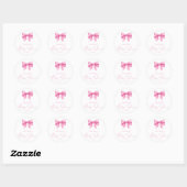 Sticker Rond PINK BOW fille Baby shower (Feuille)