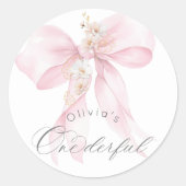 Sticker Rond Pink Bow fille magnifique 1er anniversaire (Devant)