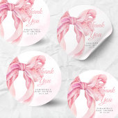 Sticker Rond Pink Bow Girl Baby Shower
