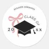 Sticker Rond Pink Bow Graduation Envelope Seal (Devant)
