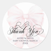 Sticker Rond Pink Bow moderne Élégant Baby shower fille (Devant)