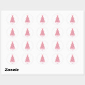 Sticker Rond Pink Bow Pink Christmas Tree (Feuille)