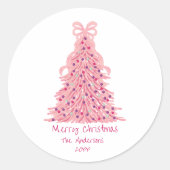 Sticker Rond Pink Bow Pink Christmas Tree (Devant)