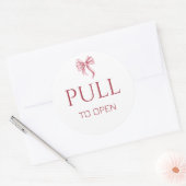 Sticker Rond Pink Bow Pull to Open Door Sign (Enveloppe)