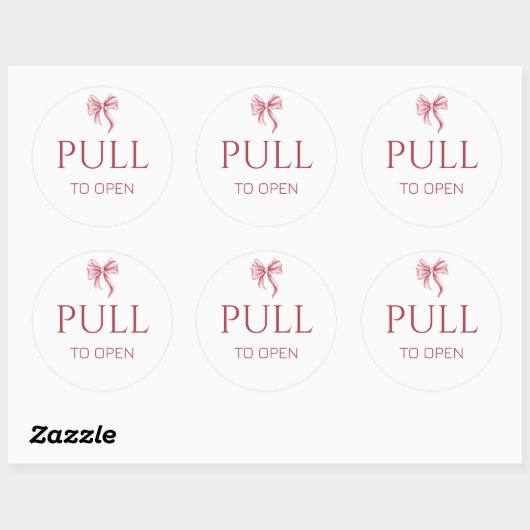 Sticker Rond Pink Bow Pull to Open Door Sign (Feuille)