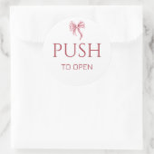 Sticker Rond Pink Bow Push to Open Door Sign (Sac)