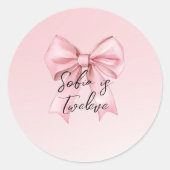 Sticker Rond Pink Bow Twelve Birthday (Devant)