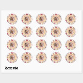 Sticker Rond Pink Bows Gold Bells Photo (Feuille)