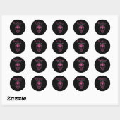 Sticker Rond Pink Butterfly Skull Breast Cancer Awareness Bonjo (Feuille)