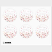 Sticker Rond Pink Butterfly Wildflowers Baby Shower (Feuille)