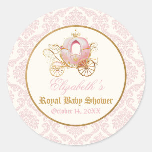 Sticker Rond Pink Carriage Princess Fairytale