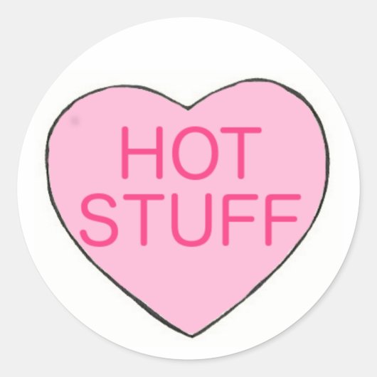 Sticker Rond Pink CHAUD STUFF Saint Valentin Candy Coeur Amour (Devant)