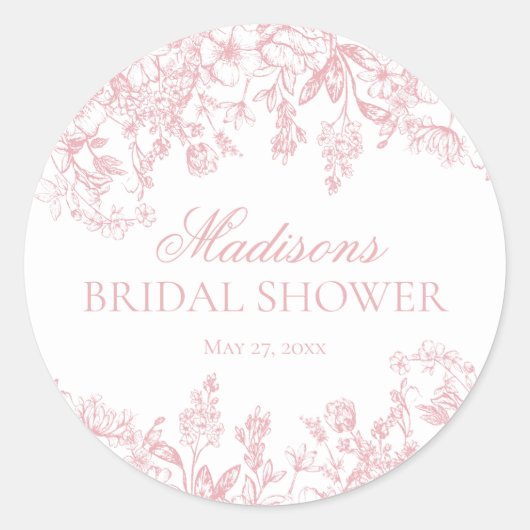 Sticker Rond Pink Chinoiserie Floral Bridal Shower Envelope (Devant)