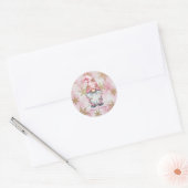 Sticker Rond Pink Christmas Gnome Gold Snowflakes (Enveloppe)