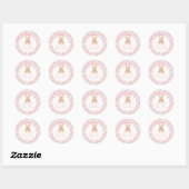 Sticker Rond Pink Coquette Bow Bear Baby Shower Envelope Seal (Feuille)