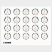 Sticker Rond Pink Coquette Bow Bear Tartan Baby Shower Favor (Feuille)