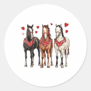 Sticker Rond Pink Cowgirl Western Valentine Horse Amour Pour Le